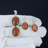 Set Pandantiv Piatră Soarelui Roșie Naturală, Set Cercei Pandantiv din Argint Sterling 925 cu Piatră Soarelui Roșie Handmade Pentru Femei Pandantiv Petrecere Accesoriu Cadou