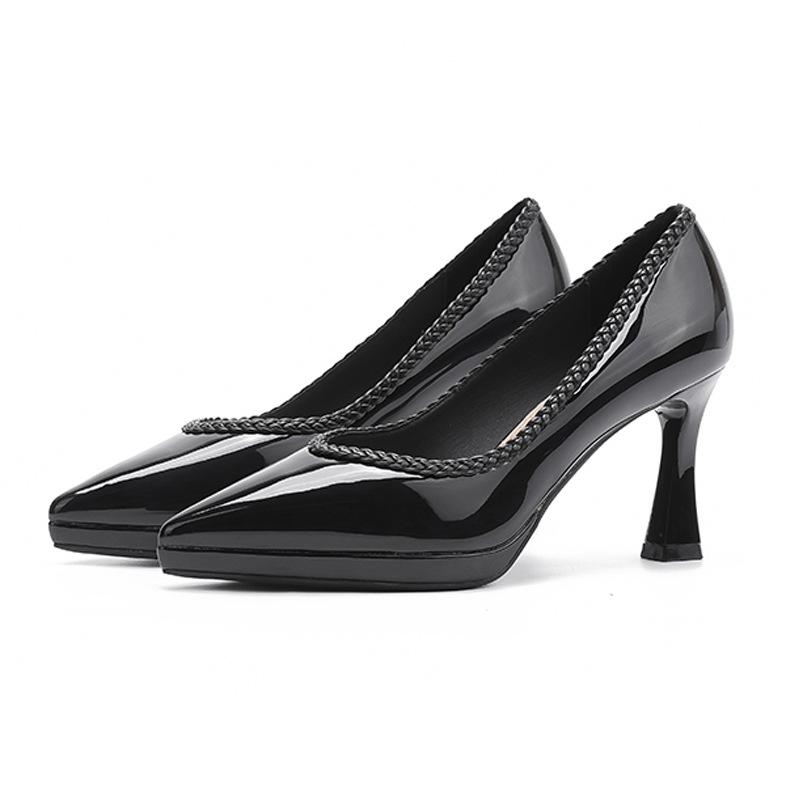 -1 Sexy Pointed Thin Heels High Heels Are Not Tired of Feet Waterproof Table Single Shoes Solid Color Women's Shoes Design Sense Niche