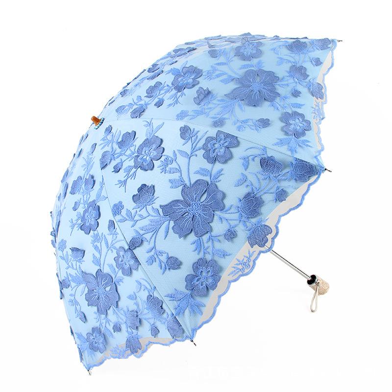 

2Fold 8 Bone New Chinese Retro Umbrella Lace Flower Aluminum Alloy Skeleton Sun Protection Uv Protection Folding Umbrella Aluminum&8K