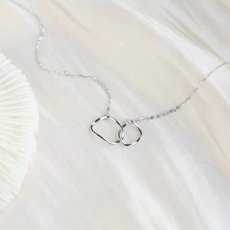 

Простое элегантное двойное кольцо пряжка нестандартное ожерелье для женщин особый интерес легкие роскошные корейский стиль ювелирные изделия из стерлингового серебра S925