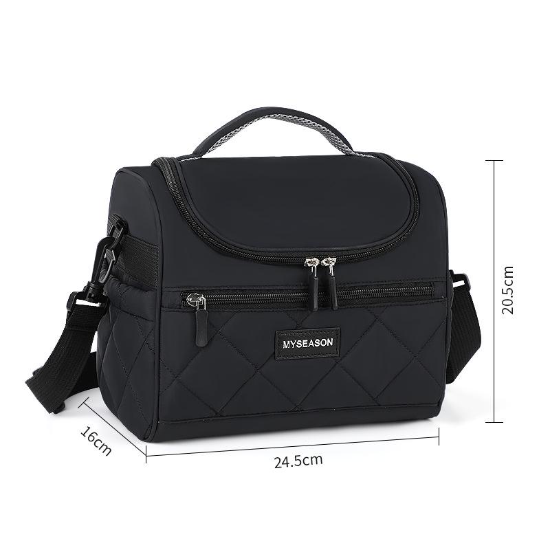 Colorblock Large Capacity Insulated Crossbody Lunch Bag with Thick Aluminum Foil
