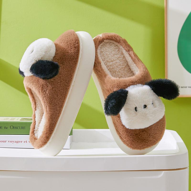 Pantofole Antiscivolo in Velluto di Cotone: Comfort Peloso, a Suola Spessa e a Punta Chiusa per Autunno e Inverno