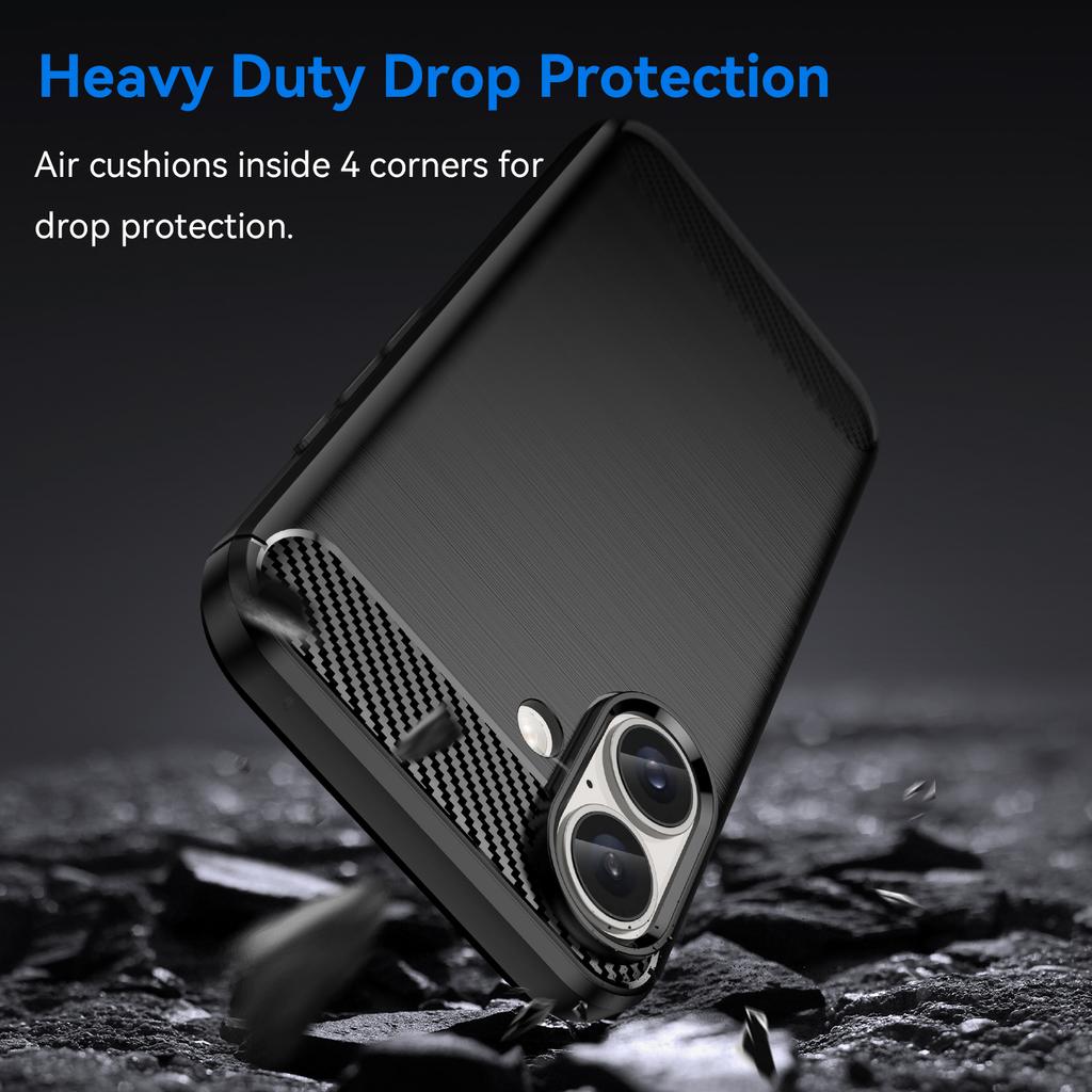 For iPhone 16 Case with Screen Film WANLONFENG LS Series Big Lens Hole Brushed Texture TPU Phone Cover