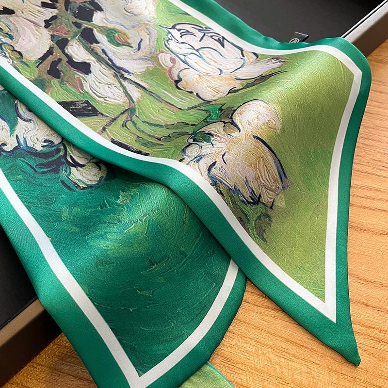 Long Neckerchief Women Headband Fashion Floral Print Hair Scarfs Silk Satin Neck Scarves 15x75cm Elegant Bag Scarf For Ladies