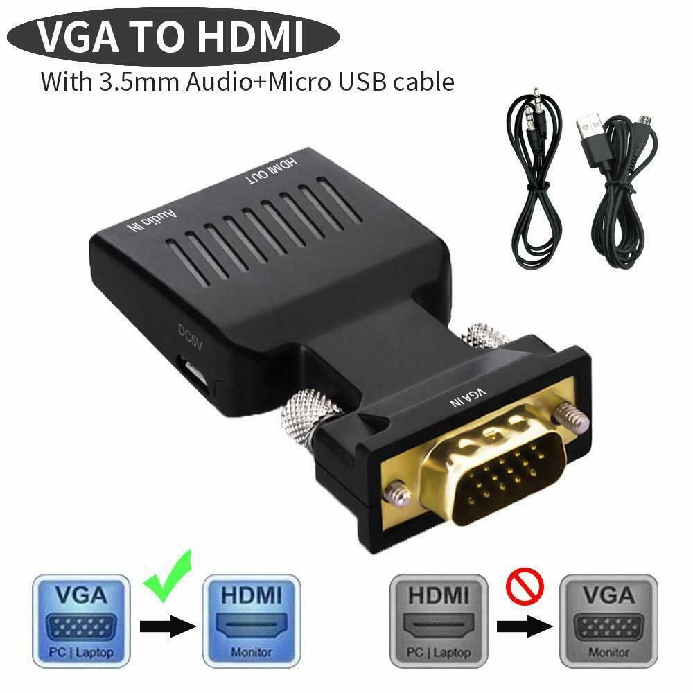

PC Laptop TV Monitor Projector VGA to HDMI Cable Audio Adapter HDMI Male HDMI-compatible Converter