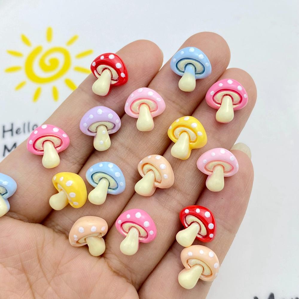 30 szt. Nowe Śliczne Małe Grzybki z Żywicy Płaski Spód Ozdoba Tworzenie Biżuterii Manikiur Akcesoria do Włosów