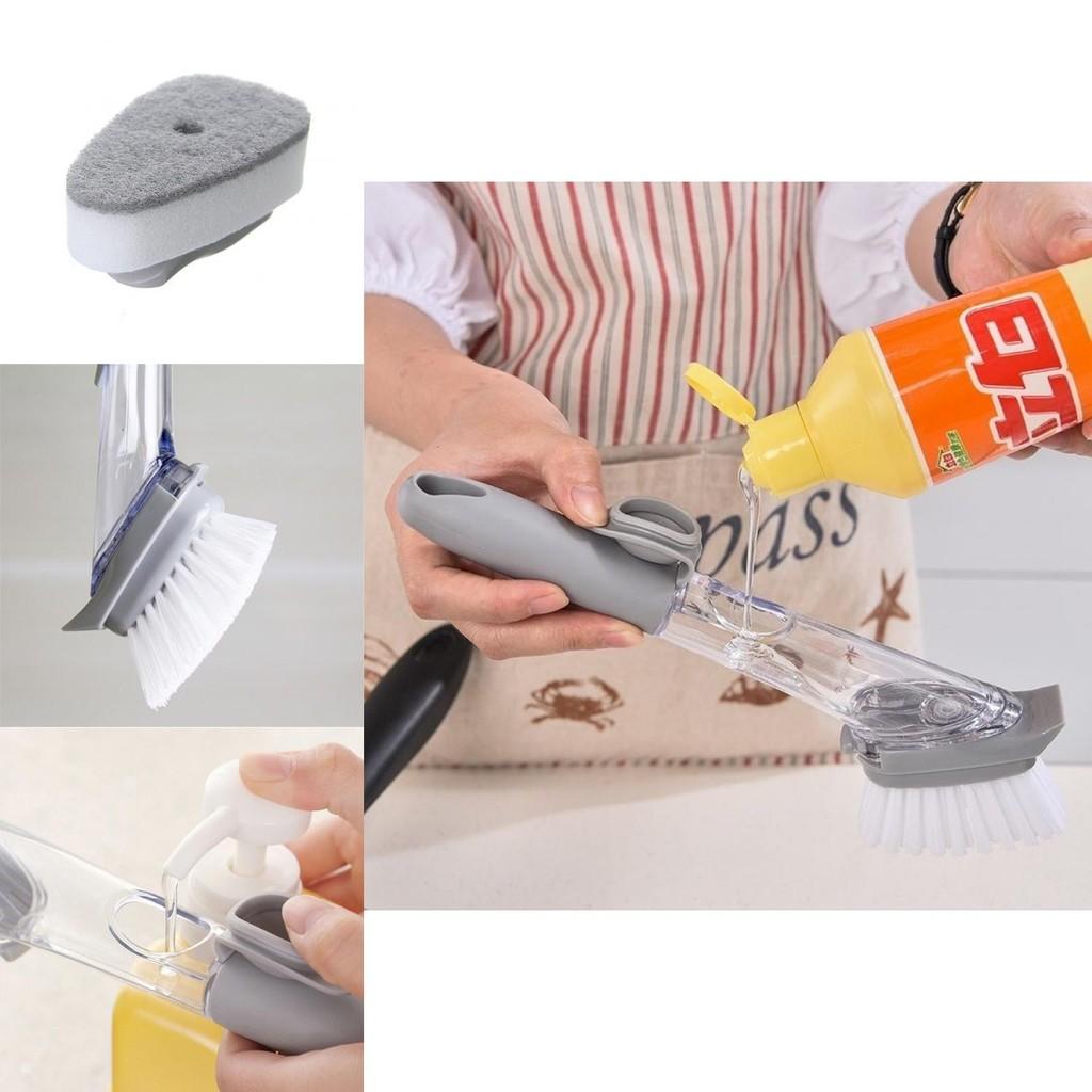 Hassle-free Pot Cleaning With Liquid Dispensing Brush
