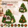 Tree Shaped Cat Bed Christmas Bed Foldable Semi-Enclosed Felt Cave 3D Gift for Cats Holiday Pet House Soft Yarn Hideaway Indoor Cats Xmas