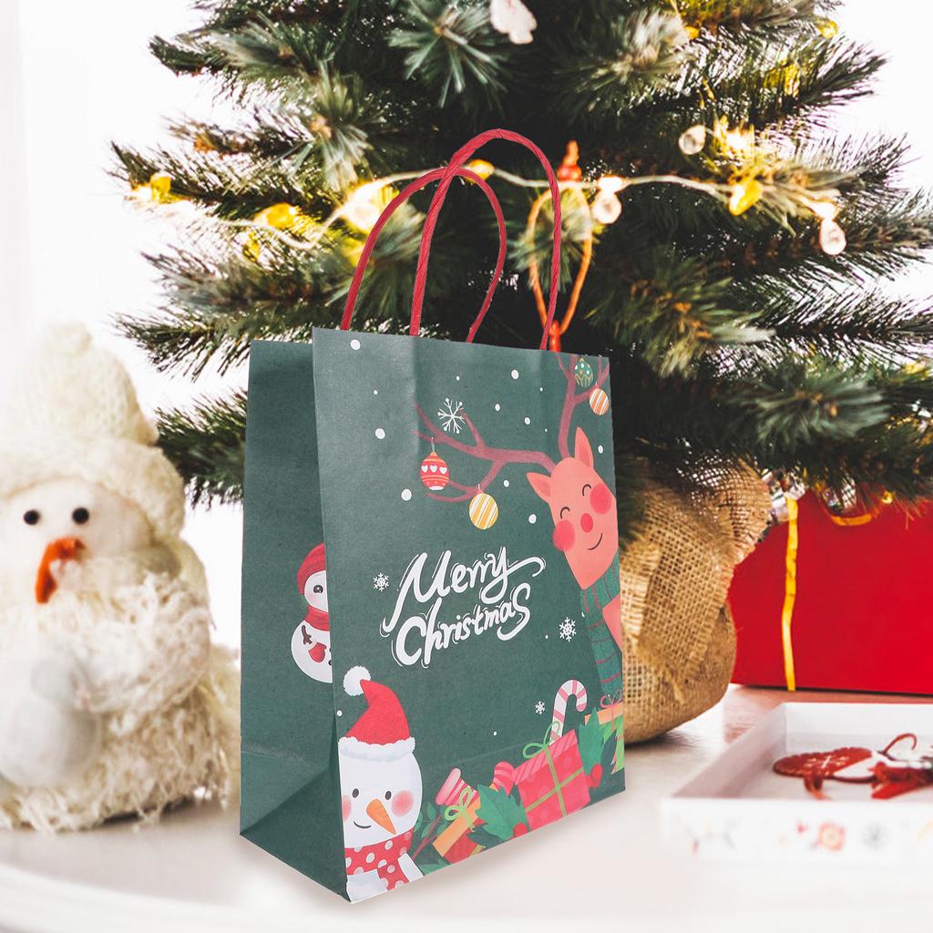 30 Pcs Christmas Gift Tote Bag Eve Candy Paper Kraft Party Bags Large Snack Bulk Storage Wrapping for Presents Decorative Extra