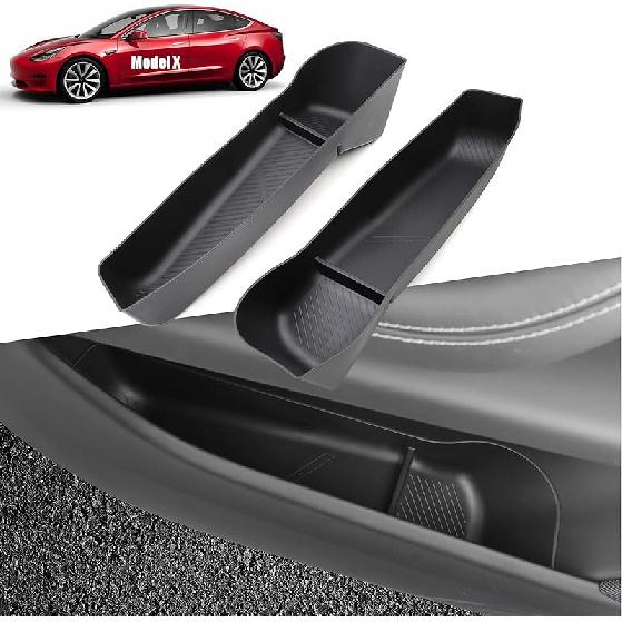 Jaronx Compatible With -2026 Tesla Model S Door Side Organizer, 4PCS Front Rear Doors Pockets Erts Storage Tray For Tesla Model S Accessories 2024 Model X