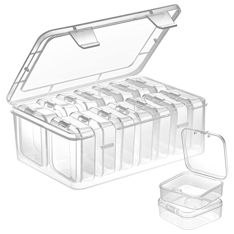 

Small Bead Organizers 15 Pieces Plastic Storage Cases Mini Clear Bead Storage Containers Transparent Boxes with Hinged Lid
