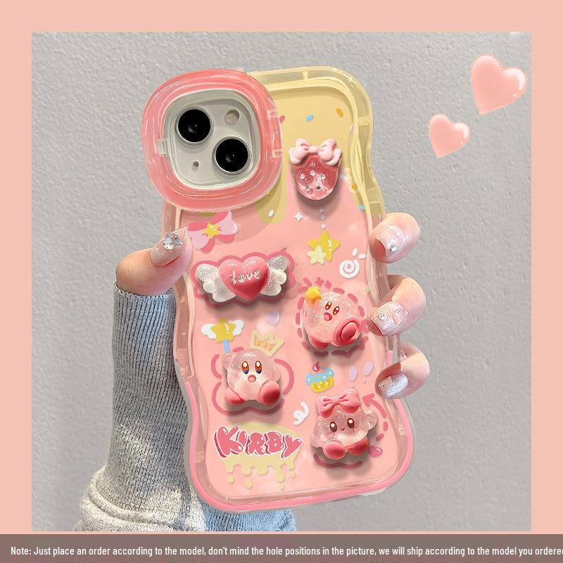 

Чехол для iPhone в виде куклы Кирби: Совместим с iPhone 11, 12, 13, 14 и 15 - Волнистый край с двойной подставкой для женщин iPhone 12 Pro