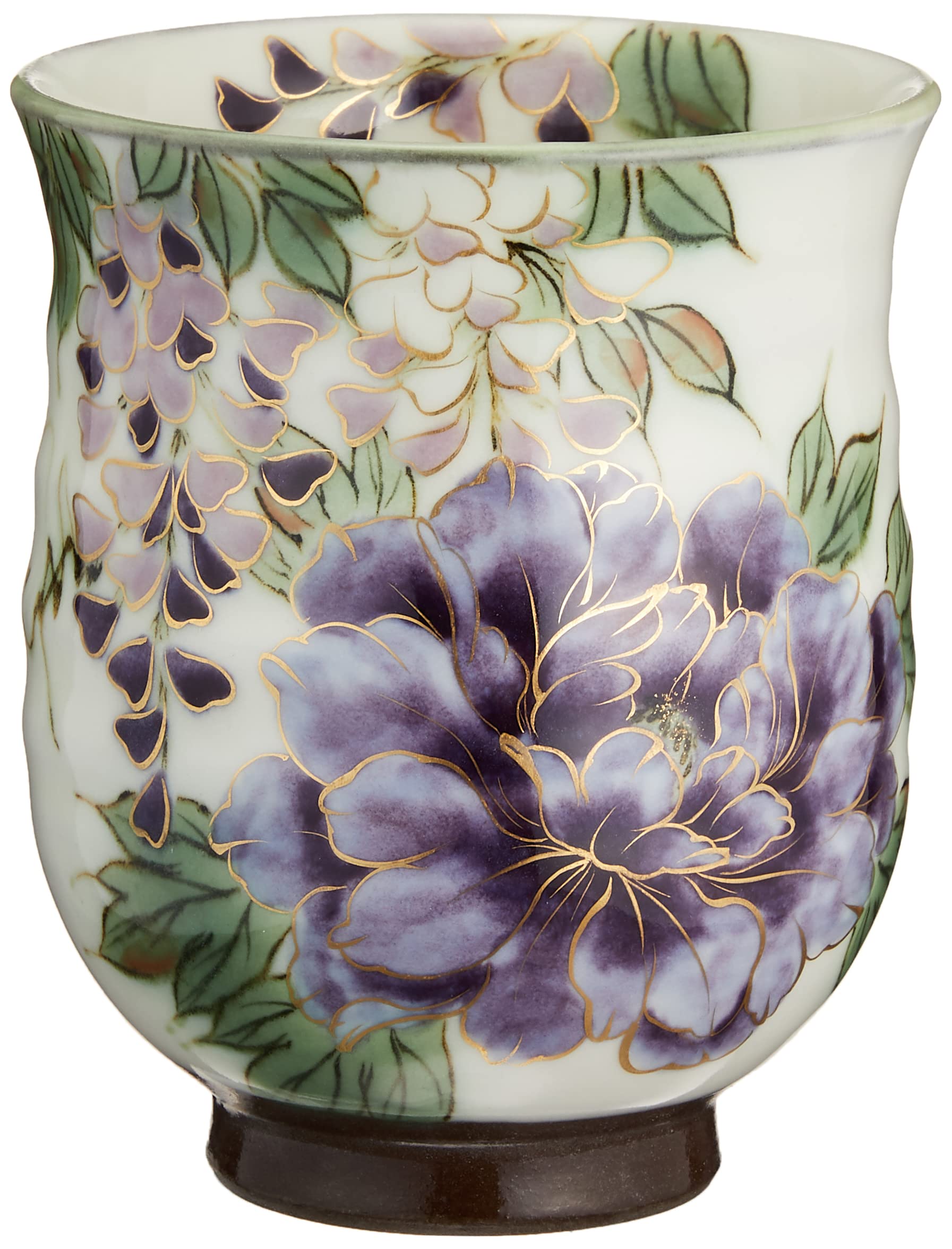 

Aito (Kyoto ware, Kiyomizu ware, Touan Kiln) Large Teacup, White Glaze, Purple Flower Design, KTA576-01