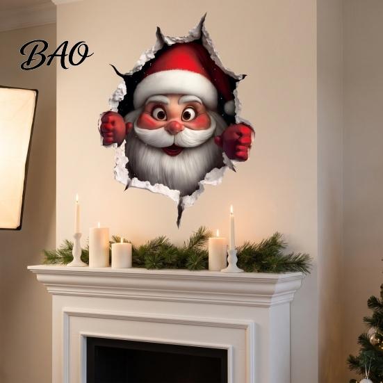 Removable Holiday Decals Christmas Wall Stickers, 3D for Living Room Bedroom And Party Decor Decor, PVC Festive Art Home Entrance Classroom