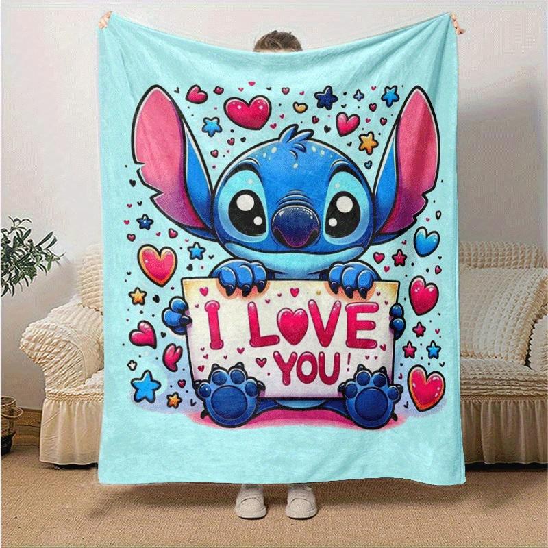 1pc Cute Stitch Printing Blanket - Soft, All-Season Throw for Living Room, Bedroom,Personalized Gift with Adorable Cartoon Design