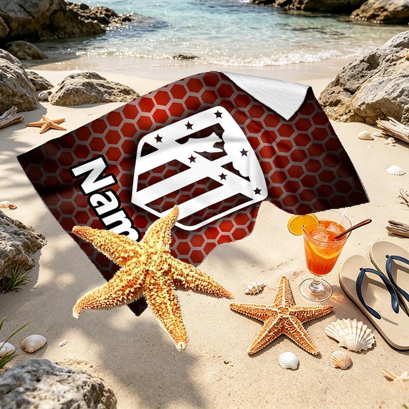 Custom Name Personalized football team Print Beach Towel, for Trip Camping Beach Party Home Decor, Birthday Gift for Family & Friends