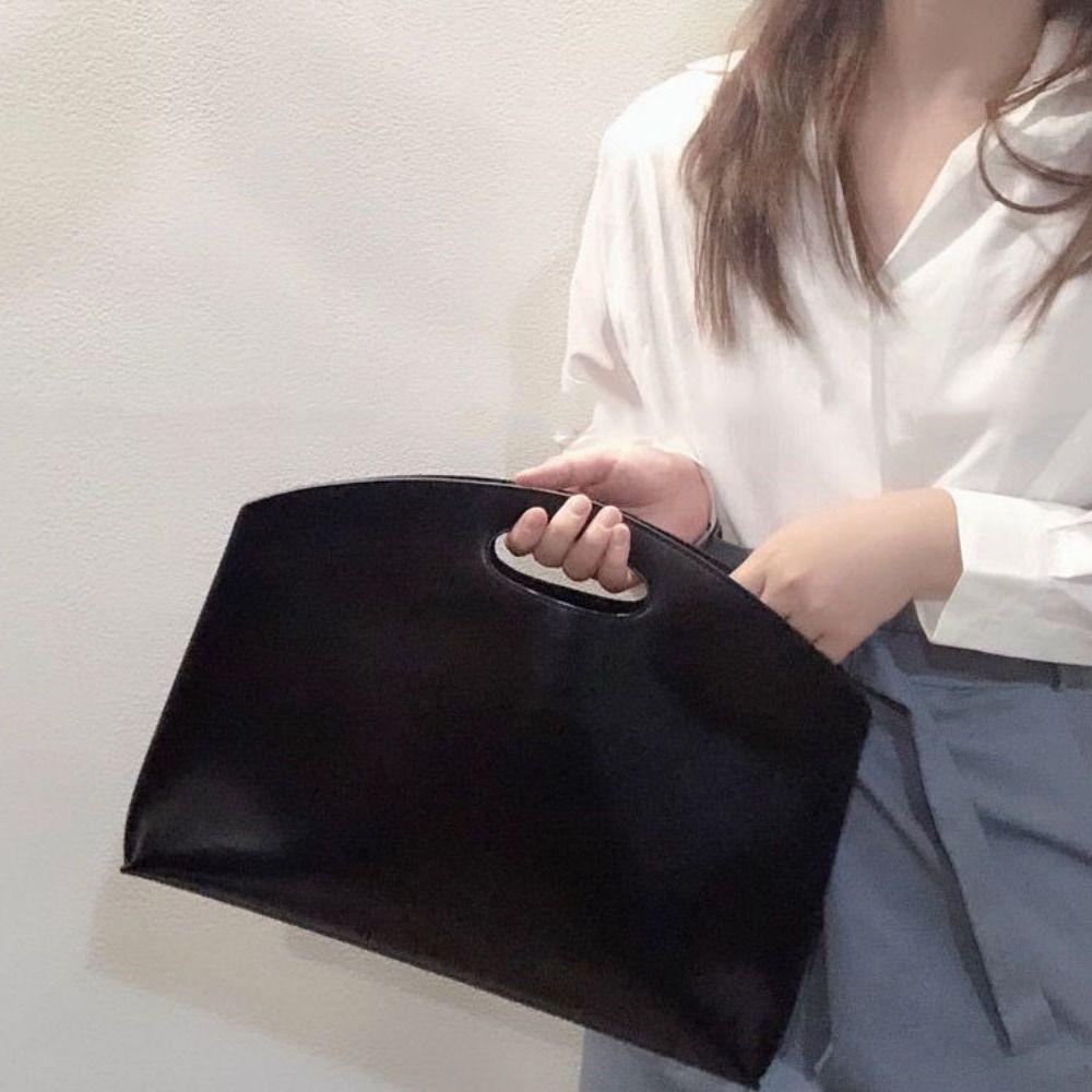 

PU Office Document Tote Bag Solid Color File Bag Elegant Computer Bag Travel чёрный