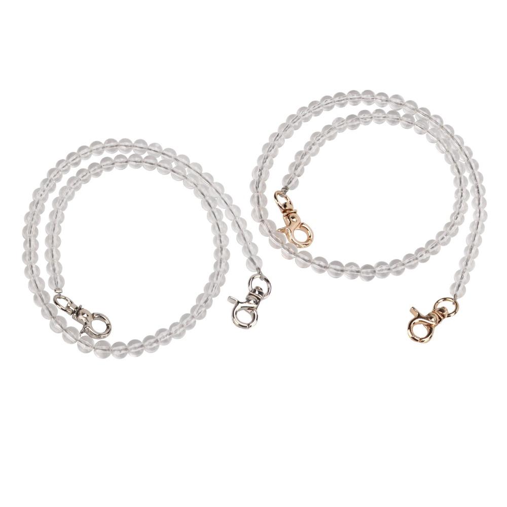 2pcs Transparent Bag Strap Metal Chain Purse Strap Bead Assortments Purse Chain Handbag Accessories