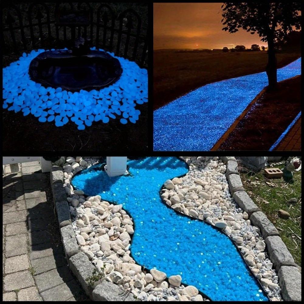 500 Pieces Luminous Blue Stones | Outdoor Garden Pathway Decor, Landscape Lighting for Potted Plants and Aquascapes, Made of Plastic