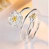 Retro Chinese Lucky Design Opening Rings For Women Silver Color Good Luck Lotus Flower Koi Fish Finger Ring Friendship Jewelry