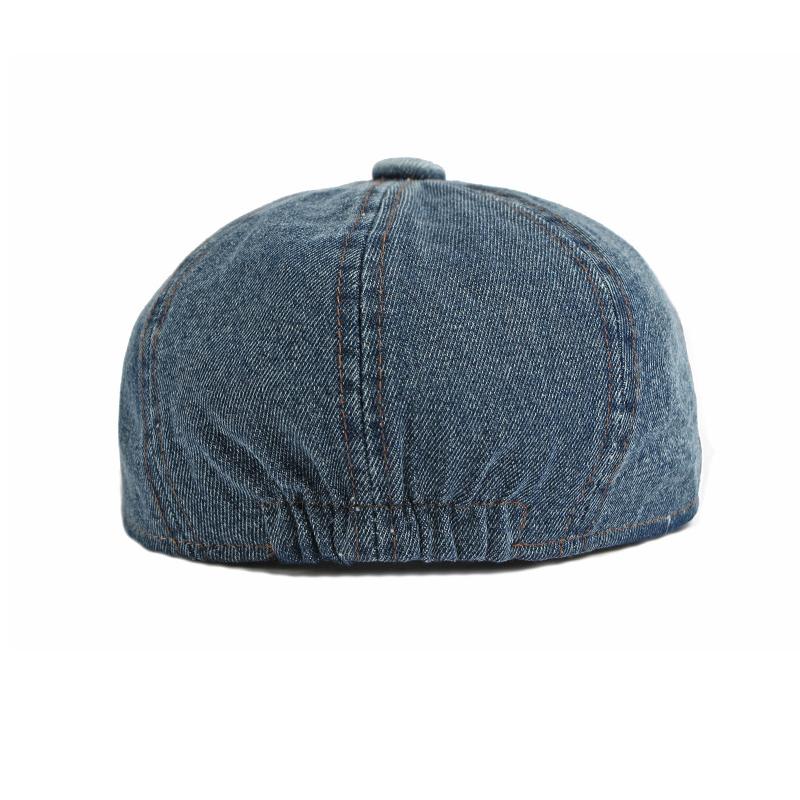 British Style Denim Octagonal Cap Men Women Beret Solid Color Retro Painter's Cap Newsboy Cap