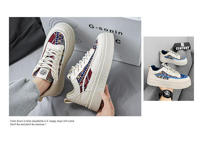 Men's Korean Style Thick Sole White Canvas Shoes - Breathable, Trendy & Versatile for Casual Wear