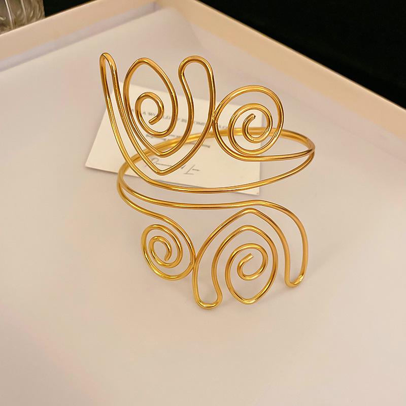 European-American Irregular Concave Bangle: Chic, Cold Style Luxury Bracelet for Women