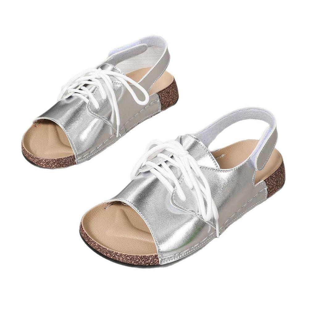 Slope Heel Cool Slippers Women's Summer New One-pedal Lace-up Fish Mouth Thick-soled Velcro Sandals