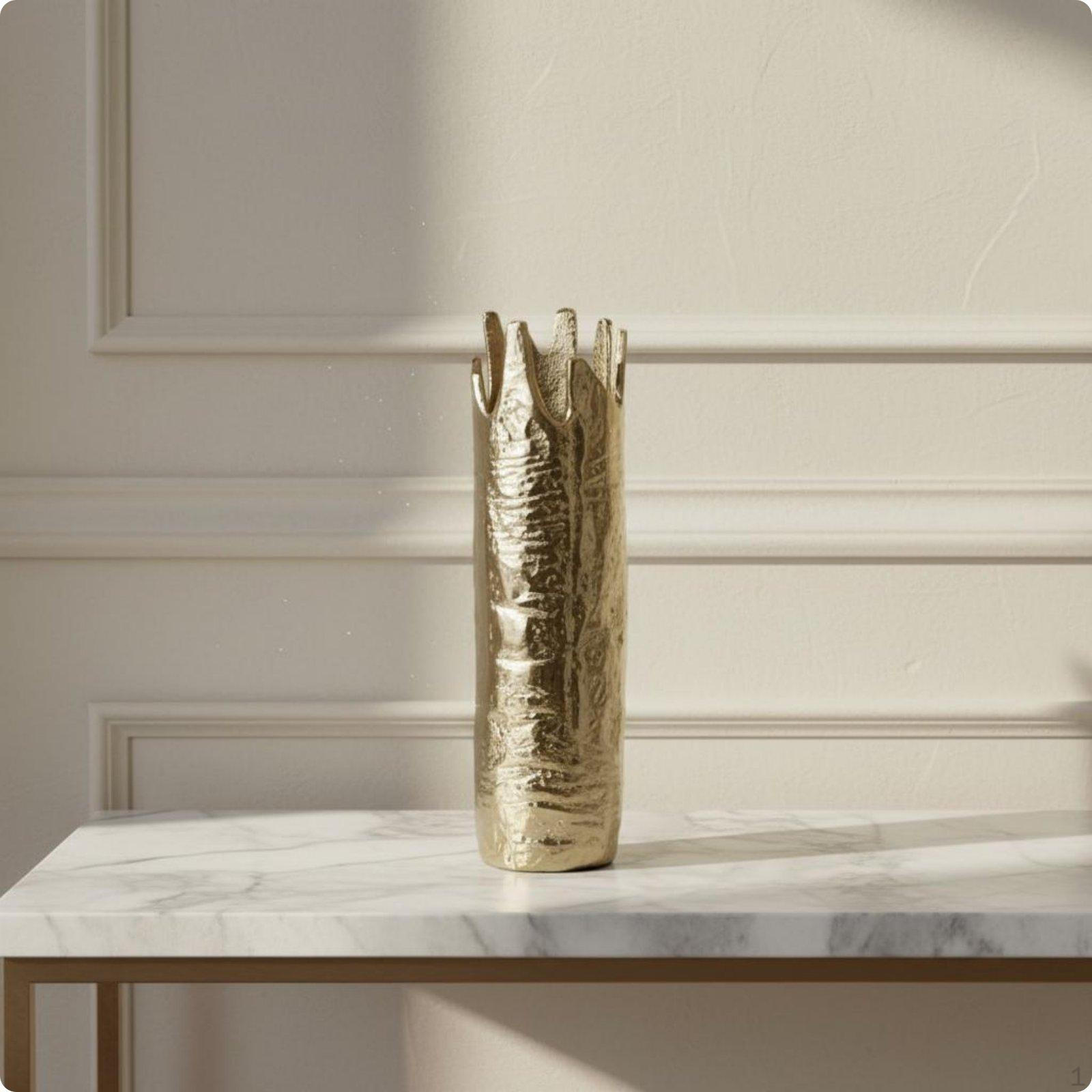 Metal Vase Luxury Textured Cylindrical Sturdy and Stable Light S Light Gold Vase S