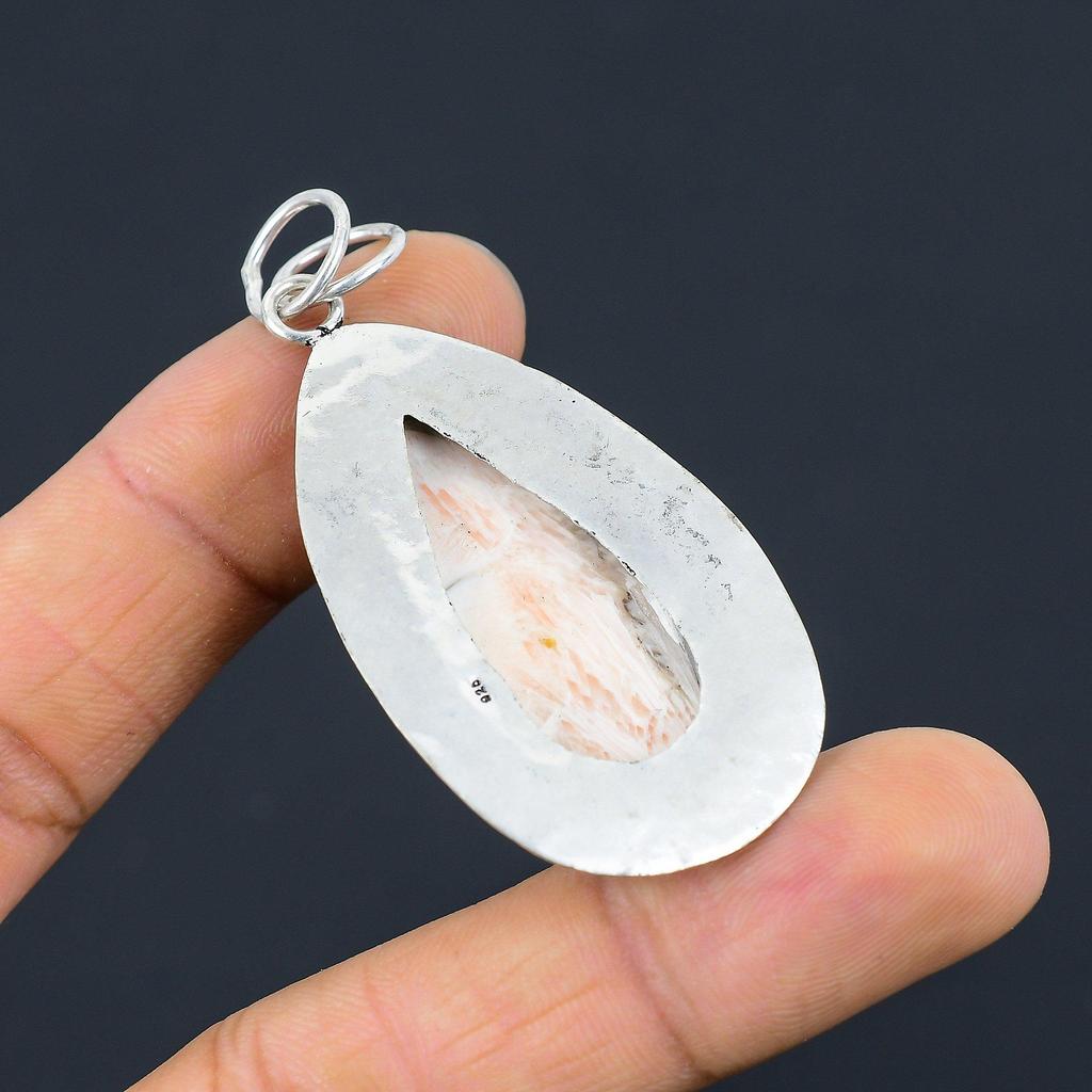 Natural Scolecite Gemstone Pendant 925 Sterling Silver Indian Jewelry For Women