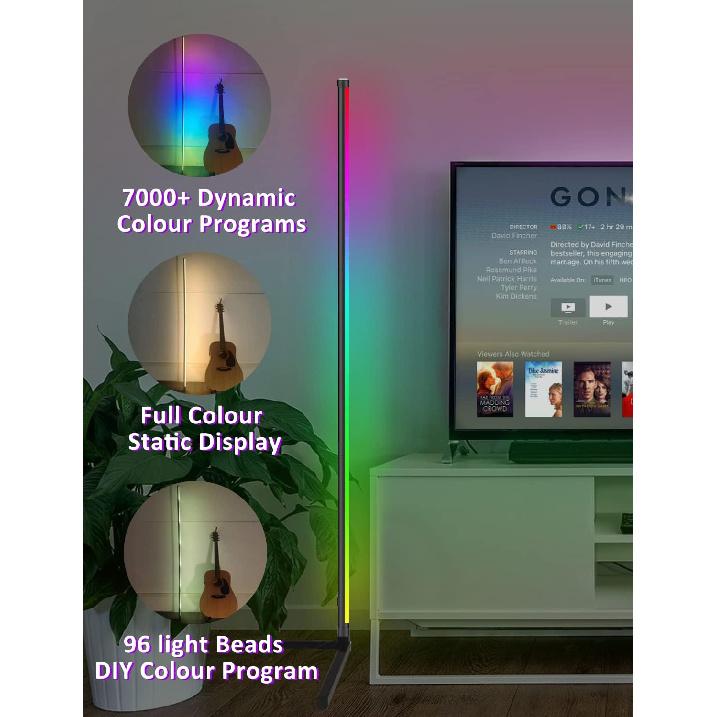 Corner Floor Lamp,60” Smart RGB LED Corner Lamp with App and Remote Control, Color Changing Ambience Light with Music Sync, Easy to Install, Led