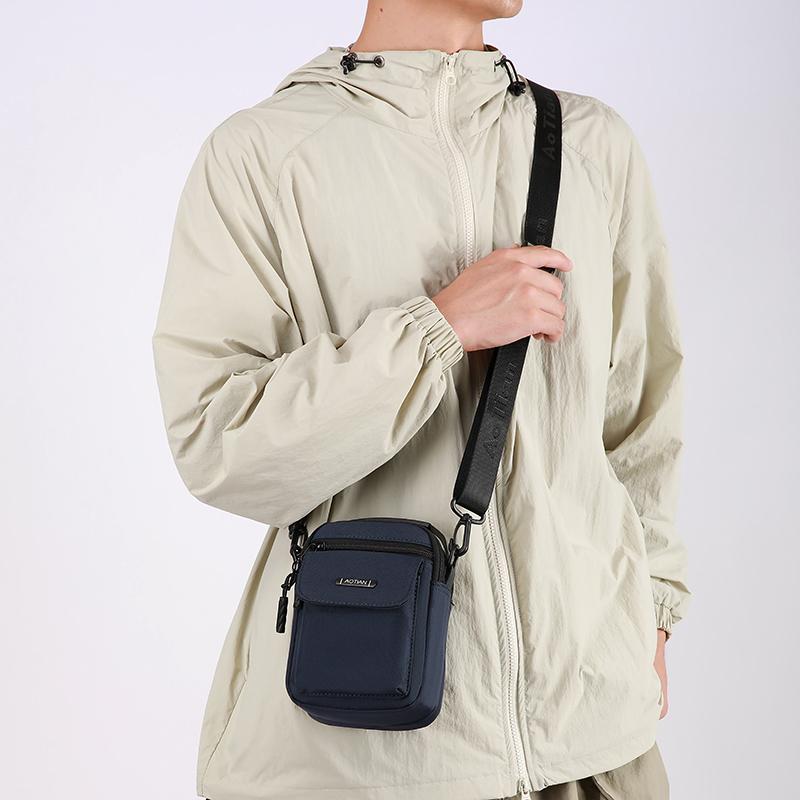 Multi Purpose Design Men Mini Bags Shoulder Bag 3 Layers Men Small Crossbody Bag Fashion Casual Men Small Messenger Bag Belt Bag