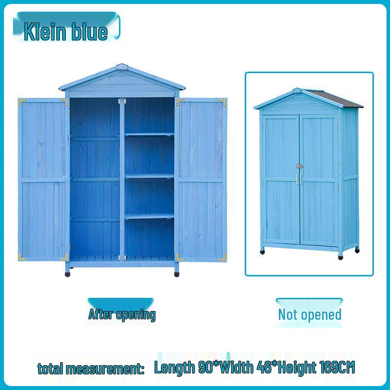 Waterproof Outdoor Wooden Storage Cabinet for Garden Tools - Anti-Corrosion and Sun Protection, Ideal for Courtyard and Balcony Use.