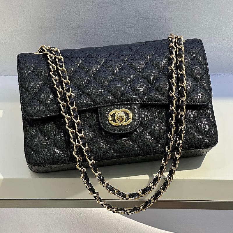 High-Quality Cowhide/Sheepskin Medium Size Cf25 Leather Chain Flap Single Compartment Bag Women's Bag Unmarked