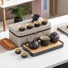 Black Pottery Kung Fu Tea Set Side Pot Household Outdoor Travel Gift Set Portable Simple Japanese Set