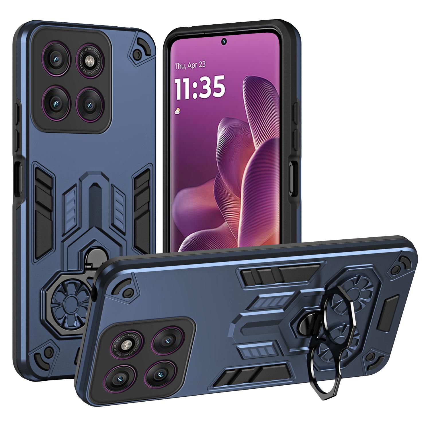 For Motorola Edge 60 Pro 5G Case Ring Holder Kickstand PC + TPU Shockproof Phone Cover A