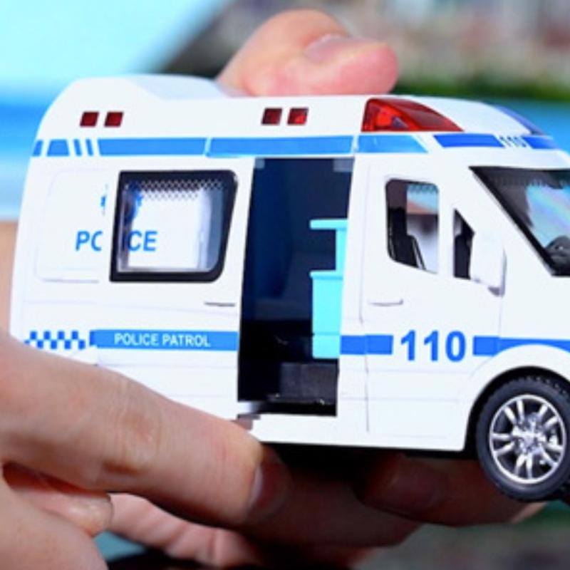 1Pc Boys Toys 1:32 Mini Car Diecast Ambulance Fire-Truck Policecar Model Sound And Light Vehicle Simulation Collection Gifts
