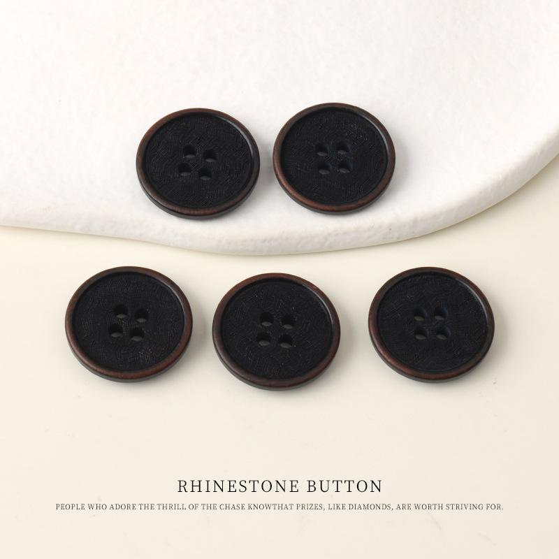 

5pcs Laser Natural Fruit Buttons High-End Blazer Burnt Edge Buttons Cotton And Linen Shirt Cardigan Button Accessories 11Mm black burnt edge