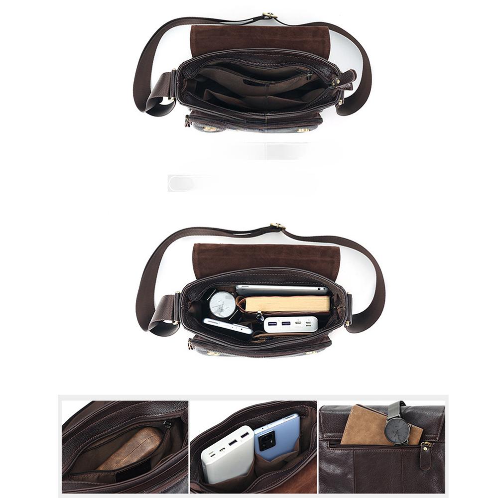 The First Layer of Cowhide Retro Bag Cover Shoulder Bag Commuter Leather Bag Men's Bag Leather High-end Men's Messenger Bag