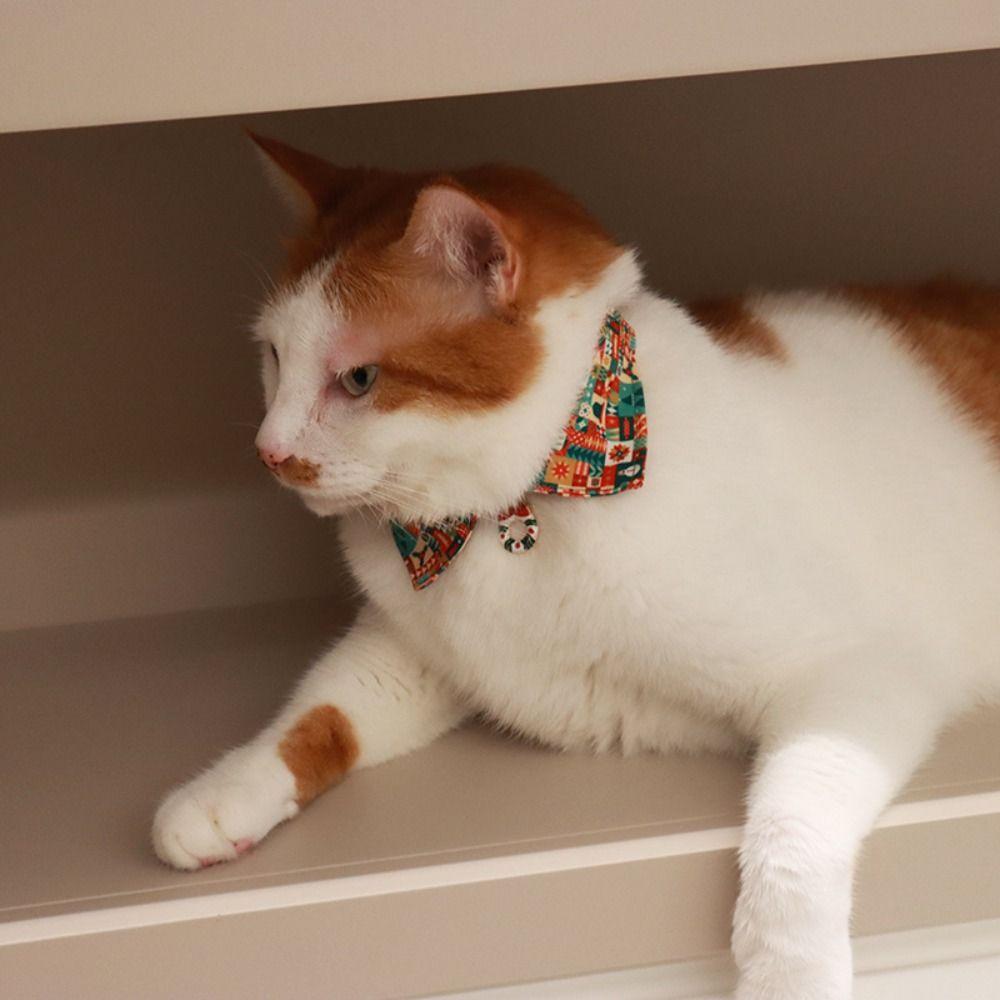 with Bell Kitten Bowties Collar Necklace Adjustable Kitten Christmas Bow Collar  Autumn