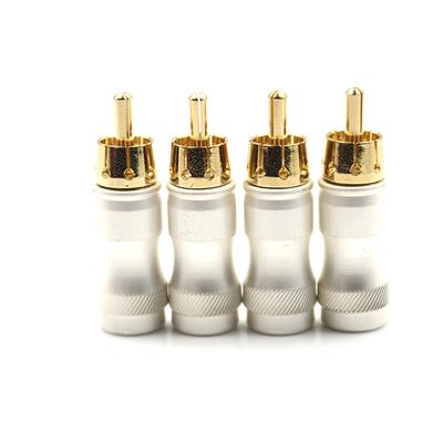 4Pcs Goldplated Rca Male Plug Hifi Audio Cable Audio Video Connector Adapter
