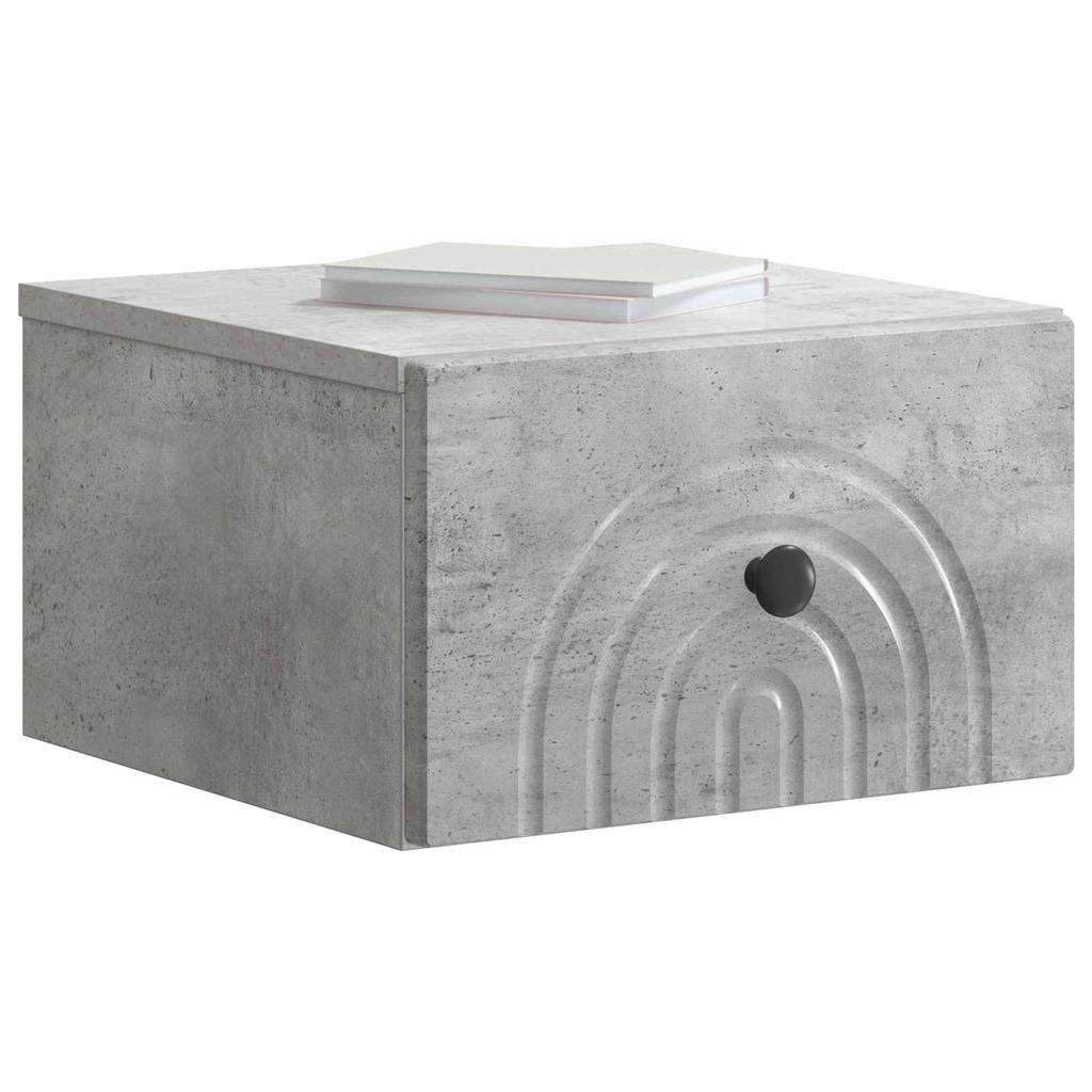 Wall Mounted Nightstand Concrete Gray 33 x 34.5 x 20 cm