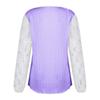 Women's Loose V-neck Lace Patchwork Long Sleeved Casual T-shirt Top