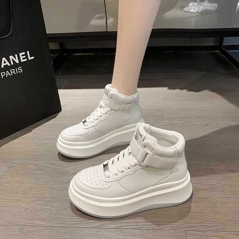 High Top Women's Platform Shoes Autumn New Casual Sports Shoes Girls Thick Soled Small White Shoes Soft Soled Running Sneakers