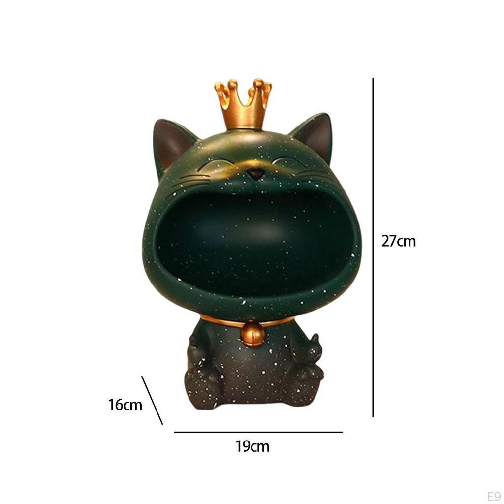 Cat Figurine Storage Box Desk Organizer Modern Ornament Animal Bowl Sundries Container Snack