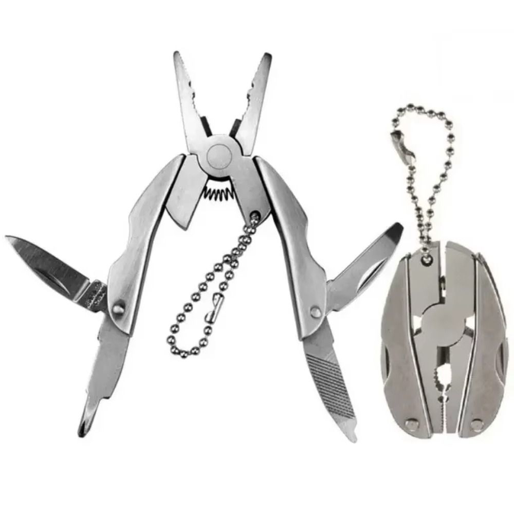 Foldable Portable Multitool Pliers Keychain Foldable with Lanyard Screwdriver Multifunction Compact Pocket Multitool Hiking