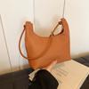 Large Capacity PU Tote Bag Soft Leather Single Shoulder Bag Fashion Vintage Underarm Bag  Lady