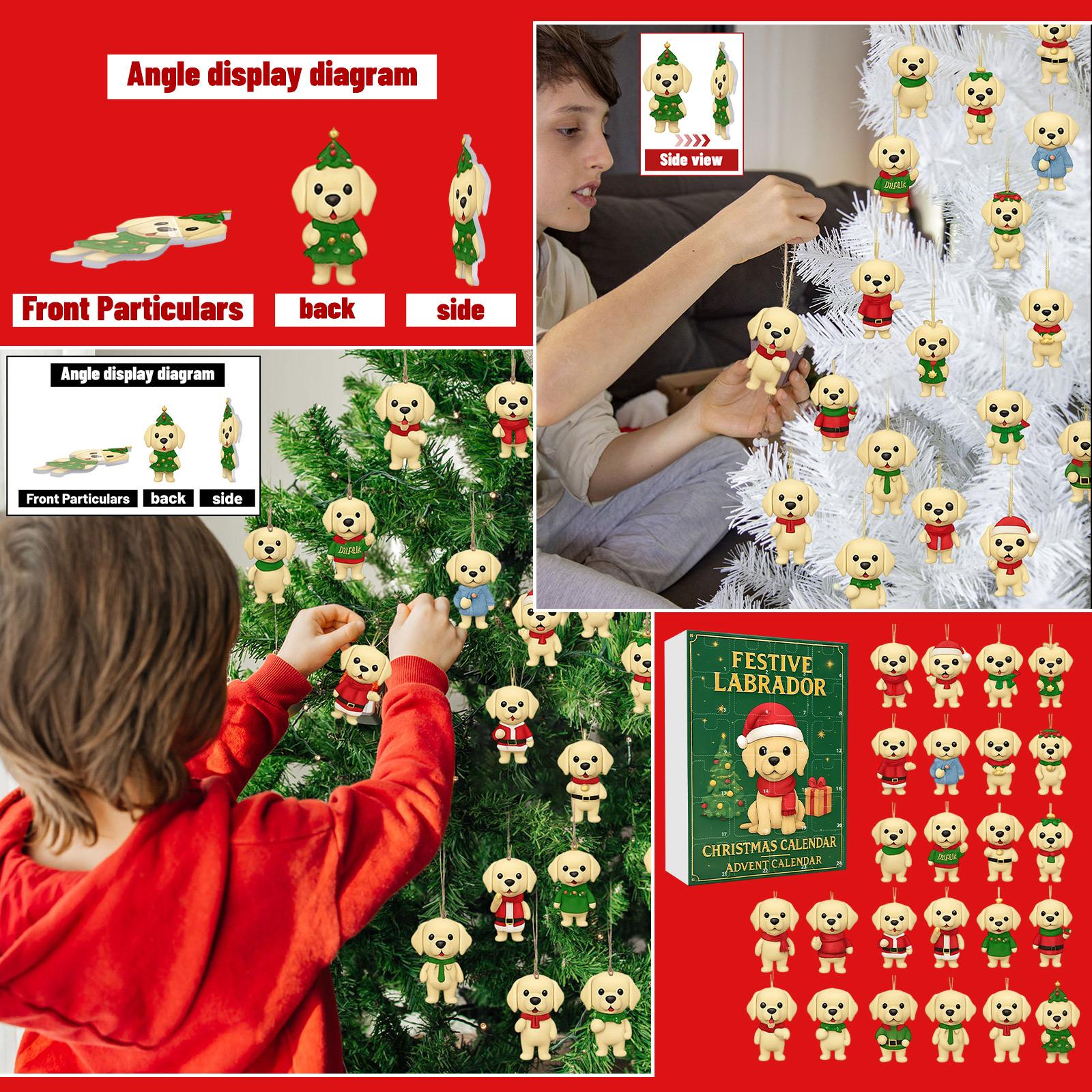 

Labrador Christmas Advent Calendar, 2D Acrylic Ornament, Christmas Tree Decoration, Suitable For Christmas Decorations One Size