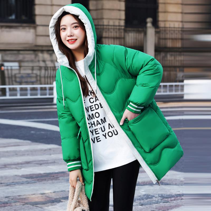 New Cotton-padded Women's Long Loose Hooded Cotton-padded Jacket Winter Students Plus Size Bread Coat