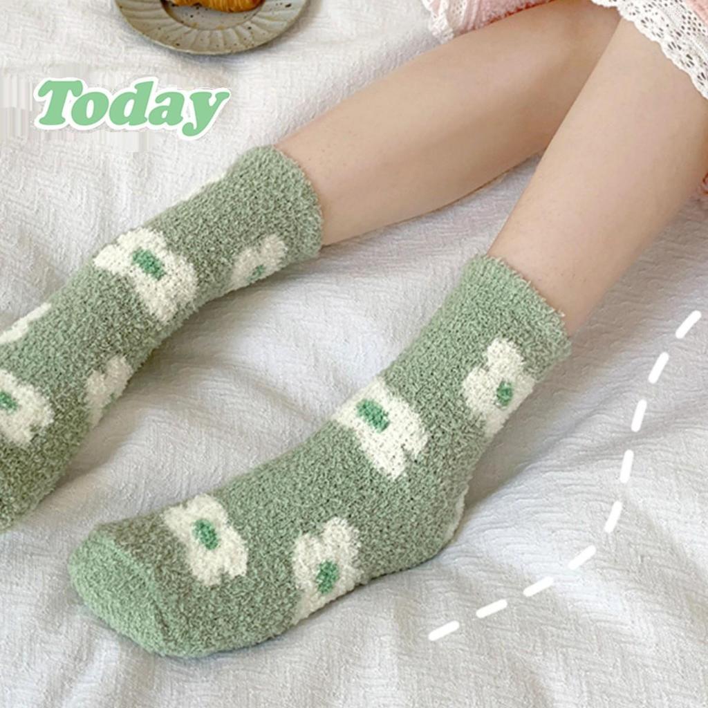 Women's Cute Cherry Fluffy Mid-Calf Winter Socks